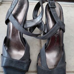 George Metallic Gray Strappy Heels